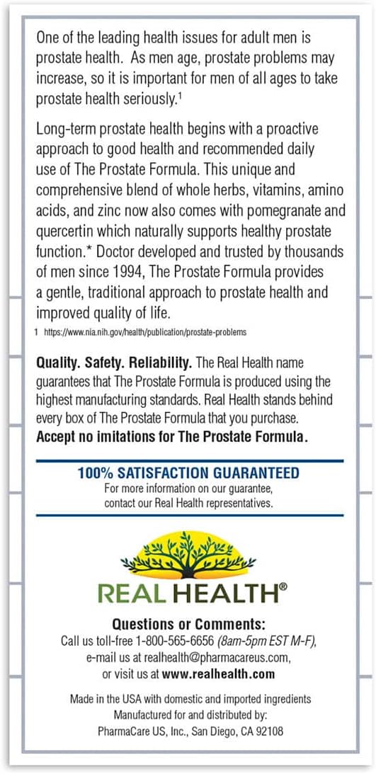 Real Health The Prostate Formula - Prostate Supplements for Men, Prostate Health, Prostate Relief, Saw Palmetto for Men, Prostate Vitamins - 90 Count