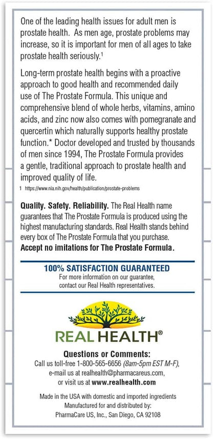 Real Health The Prostate Formula - Prostate Supplements for Men, Prostate Health, Prostate Relief, Saw Palmetto for Men, Prostate Vitamins - 90 Count