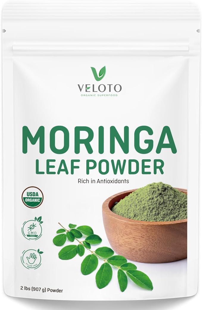 Moringa Leaf Powder Organic, Moringa Oleifera Powder Natural Antioxidants & Vitamin Superfoods for Moringa Tea, Drink & Vegan Recipes, Moringa Powder for Hair, Gluten Free & Non-GMO, 2 Pounds