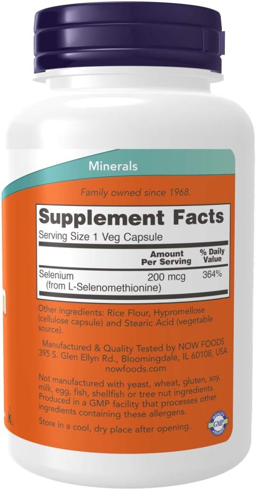 NOW Foods Selenium 200 mcg VCaps, 180 ct (180)