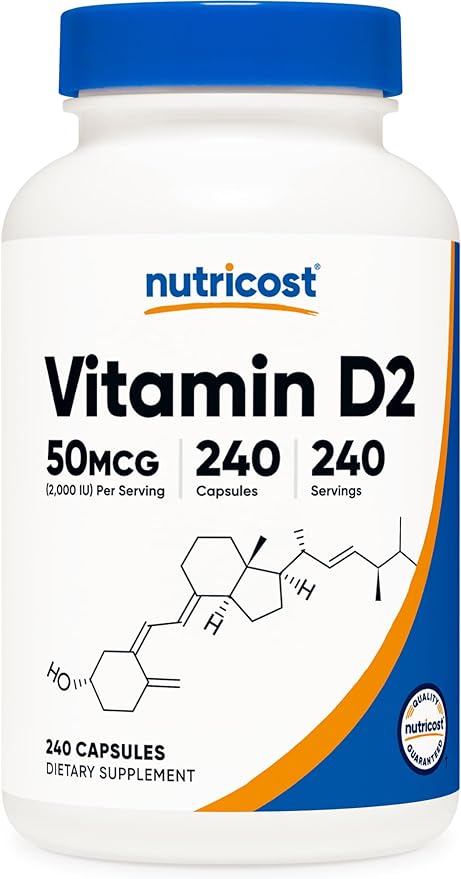 Nutricost Vitamin D2 Supplement (2000 IU) 240 Capsules - Non-GMO, Gluten-Free, Third-Party Tested