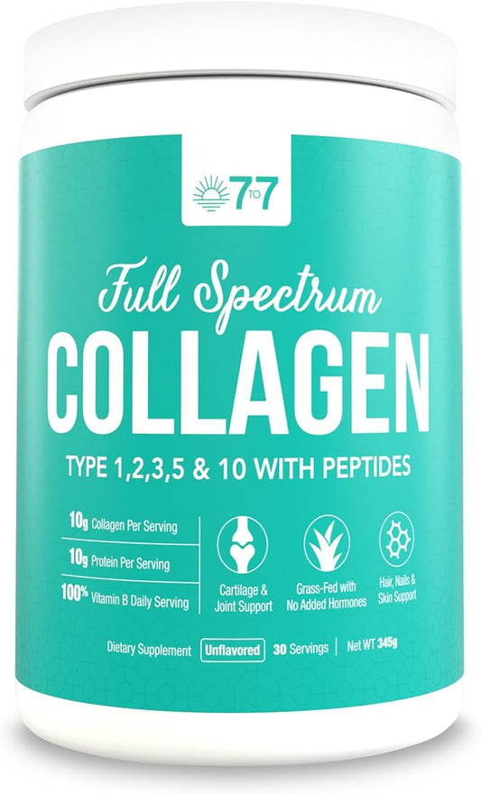 Premium Collagen Peptide Powder - 5-Type Hydrolyzed Blend for Skin, Hair, Nails with Hyaluronic Acid, Antioxidants, CoQ10, Resveratrol - Organic, Grass-Fed, Gluten-Free - Radiant Skin Formula