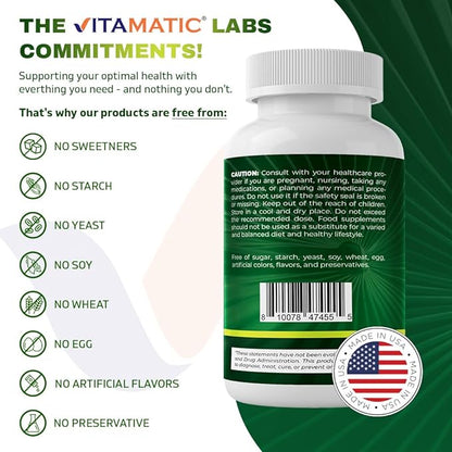 Vitamatic Saw Palmetto Extract for Men & Women 180 Veg Capsules - Made with Pumpkin Seed, Pygeum, Nettle Leaf - Made in The USA - Promotes Healthy Prostate Function