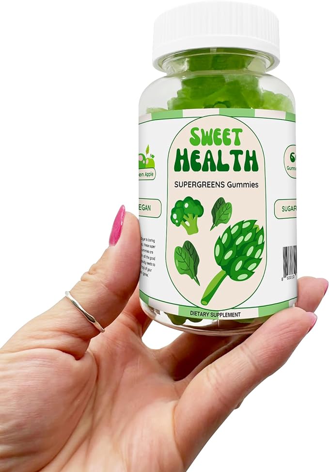 Supergreens Vitamin Gummies - Daily Green Supplement with Spinach, Broccoli, Moringa, Beet Root, Celery, Green Tea, & Acai for Immunity Support