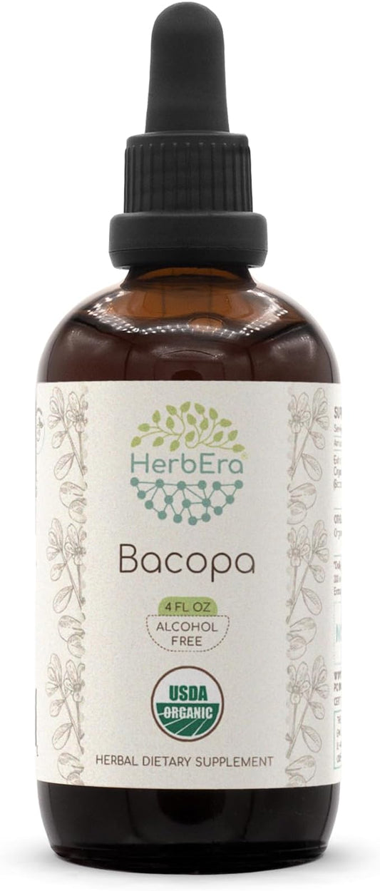 Bacopa B120 USDA Organic Tincture | Alcohol-Free Extract, High-Potency Herbal Drops, Relaxation, Positive Cognitive Effect | Certified Organic Bacopa (Bacopa Monnieri) Dried Herb (4 fl oz)