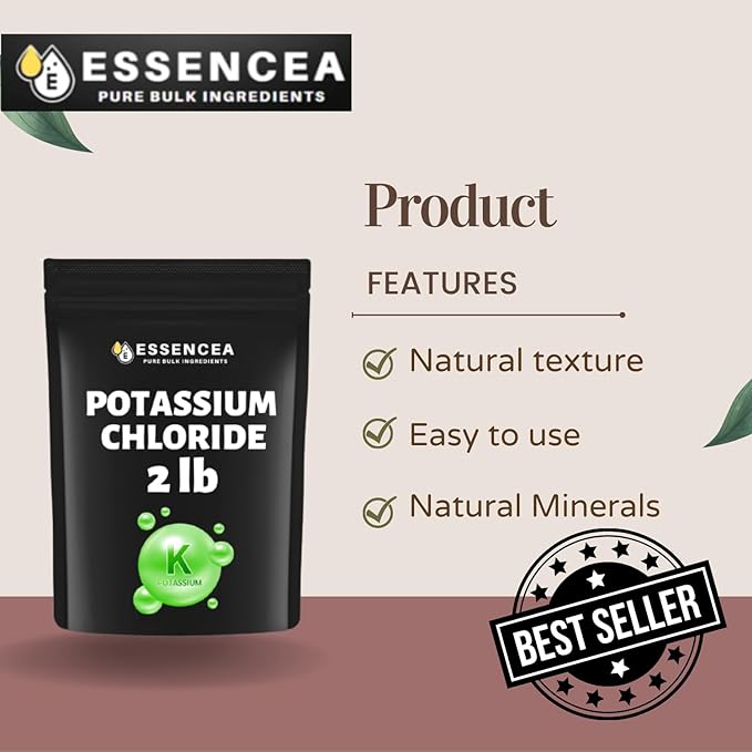 Potassium Chloride 2lb by Essencea Pure Bulk Ingredients | Used as Potassium Supplement | Pure Potassium Chloride Powder (32 Ounces)