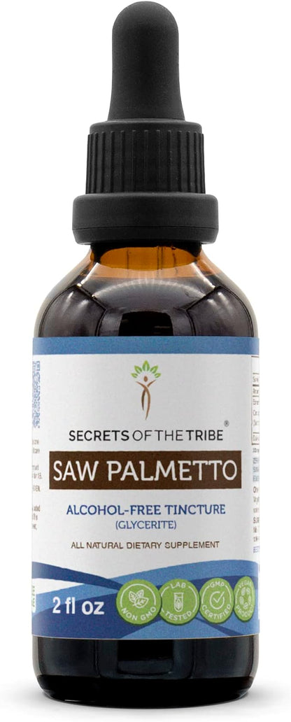 Saw Palmetto Tincture Alcohol-Free Liquid Extract, Saw Palmetto (Serenoa Repens) Dried Berry (2 FL OZ)