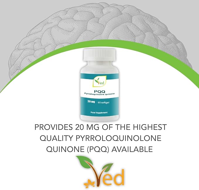 Ved PQQ 20mg (Pyrroloquinoline Quinone) 90 Capsules, GMP Quality Standard, Strong antioxidant