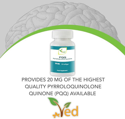 Ved PQQ 20mg (Pyrroloquinoline Quinone) 90 Capsules, GMP Quality Standard, Strong antioxidant