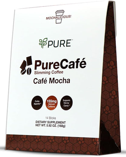 PureCafé Mocha with Green Coffee Beans Extract - Wake Up, Slim Down, and Indulge in Delicious Coffee with Garcinia Cambogia, Bioperine, B Vitamins, and Oolong Tea - Sweetened with Stevia