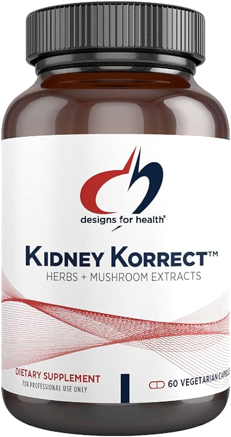 Designs for Health Kidney Korrect - Herbs + Mushrooms for Kidney Support - Vegan, Non-GMO Supplement (60 Capsules)