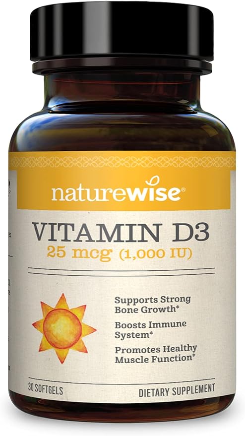 NatureWise Vitamin D3 1000iu (25 mcg) 1 Month Supply for Healthy Muscle Function, Bone Health and Immune Support, Non-GMO, Gluten Free in Cold-Pressed Olive Oil, Packaging May V, 30 Count