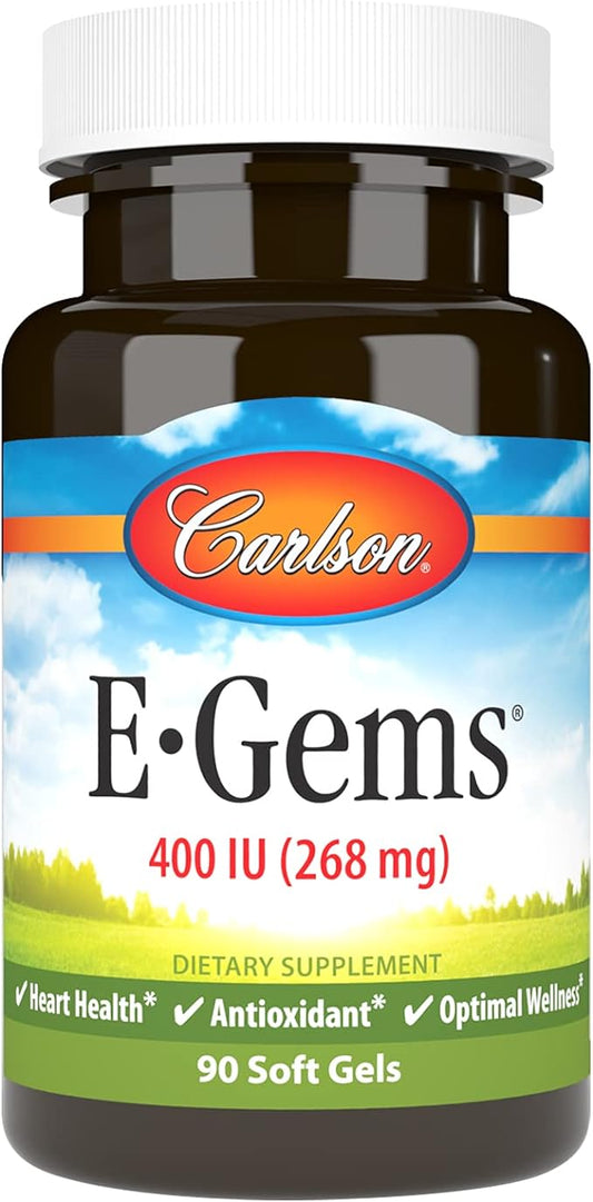 Carlson- E-Gems, 400 IU (268 mg), Heart Health & Optimal Wellness, Antioxidant, 90 soft gels