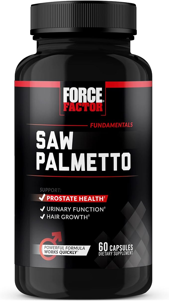 Force Factor Saw Palmetto for Men, Saw Palmetto Extract for Prostate Health, Urinary Function, & Hair Growth, Fast-Acting Formula with BioPerine for Superior Absorption, 60 Capsules