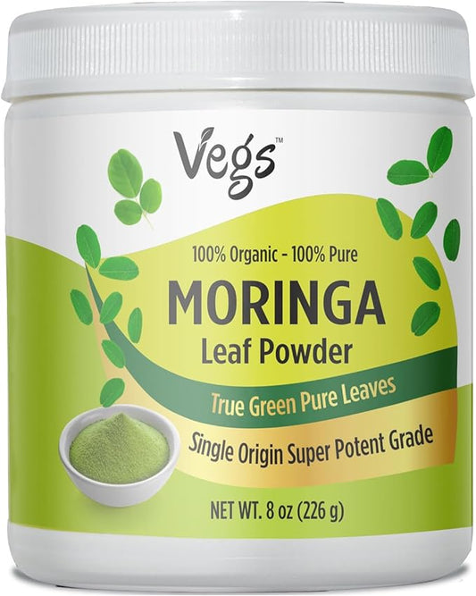 Moringa Leaf Powder - 100% Pure Organic Superfood for Immune Support - Rich in Amino Acids & Antioxidants –Pure Moringa Leaves Powder - Non-GMO- 8 oz