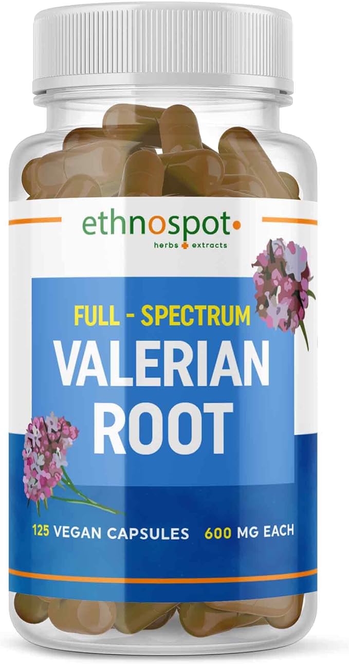 Full Spectrum Valerian Root Capsules - Assists in Sustained & Natural Nighttime Sleep - All Natural Valerian Root Extract Blend - Enhanced Alkaloid Profile - All Natural - 125 Vegan Capsules