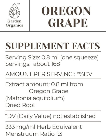 Oregon Grape Alcohol-Free Natural Tincture Extract, Immune System Booster, Liquid Drops Made from 100% (4 fl oz)