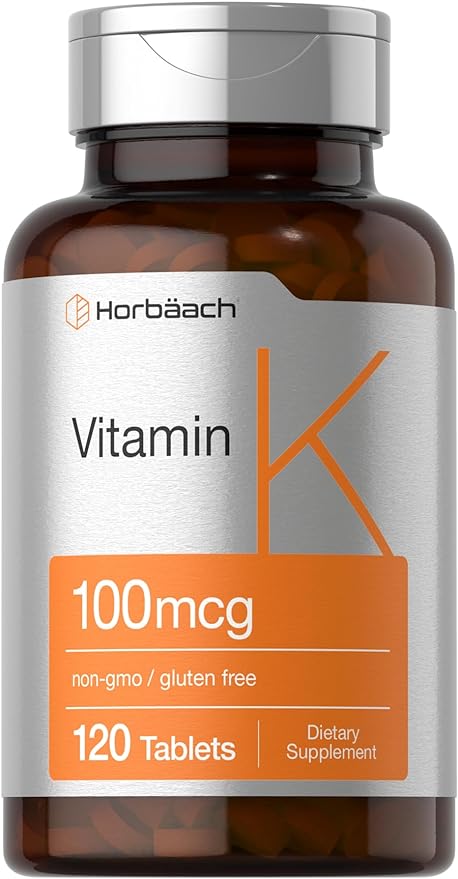 Vitamin K Supplement | 100mcg | 120 Tablets | Vegetarian, Non-GMO & Gluten Free Supplement | by Horbaach