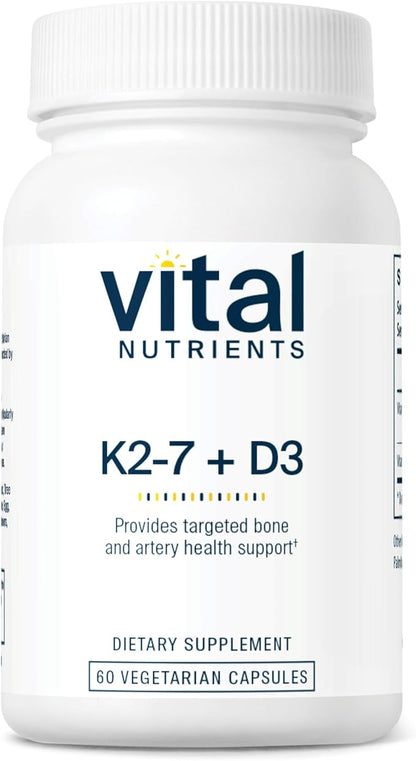 Vital Nutrients Vitamin D3 + K2 | 2000 IU | Vitamin D3 K2 Supplement | Vitamin D Complex for Healthy Calcium Levels, Muscle & Bone Health | Gluten, Dairy, Soy Free | 60 Capsules