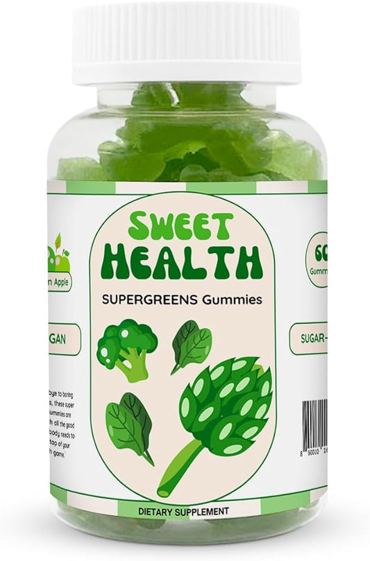 Supergreens Vitamin Gummies - Daily Green Supplement with Spinach, Broccoli, Moringa, Beet Root, Celery, Green Tea, & Acai for Immunity Support