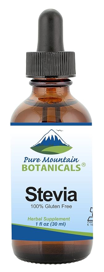 Pure Mountain Botanicals Liquid Stevia Drops - Natural Sweetener - Concentrated Sugar Free Substitute Diabetic Friendly Ideal for Keto Low Carb and Vegan Diet Great Addition to Weight Loss Program