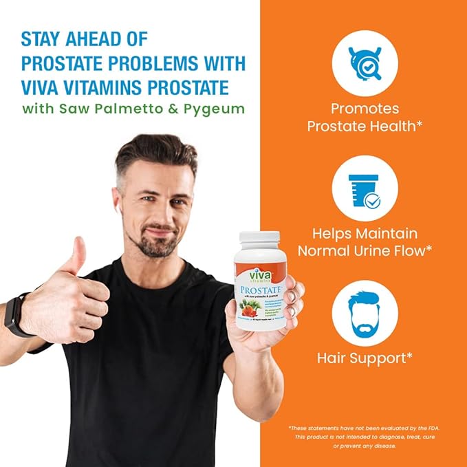 Prostate Health Vitamins Men with Pygeum, Saw Palmetto, and Pumpkin Seed Oil, Prostate Shrinking Supplement for Enlarged Prostate, Supports Prostate Pro Health, 60, Veggie Caps