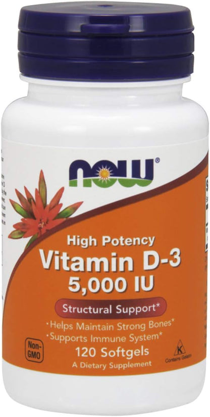 NOW Vitamin D-3 5,000 IU,120 Softgels