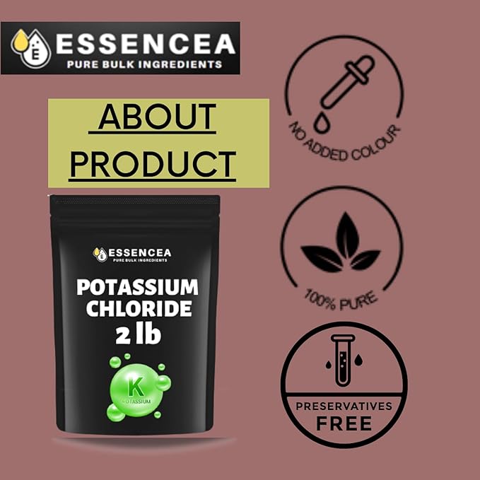 Potassium Chloride 2lb by Essencea Pure Bulk Ingredients | Used as Potassium Supplement | Pure Potassium Chloride Powder (32 Ounces)