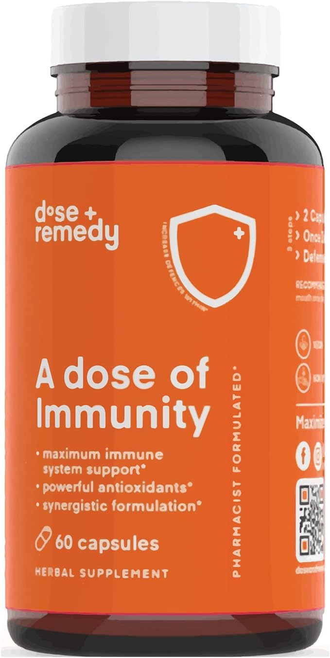 A Dose of Immunity Quercetin with Vitamin C and Zinc, Vitamin D, 500mg Quercetin Bromelain with Echinacea & B Vitamins, Lung Immune Support Supplement 7 in 1 Immunity Defense Booster (60 Count)