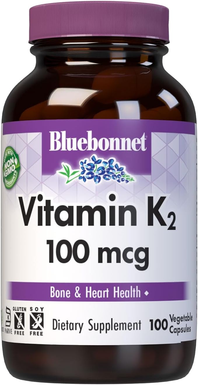 Bluebonnet Vitamin K2 Vegetarian Capsules, 100 Count