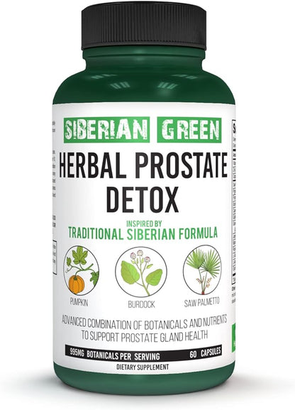 Herbal Prostate Detox 60 Capsules – Saw Palmetto Burdock Pumpkin Traditional Siberian Formula