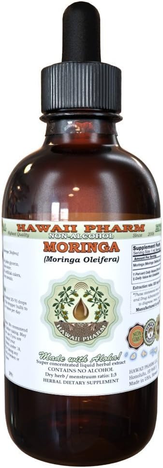 Moringa Alcohol-Free Liquid Extract, Moringa (Moringa Oleifera) Leaf Glycerite Herbal Supplement 4 oz