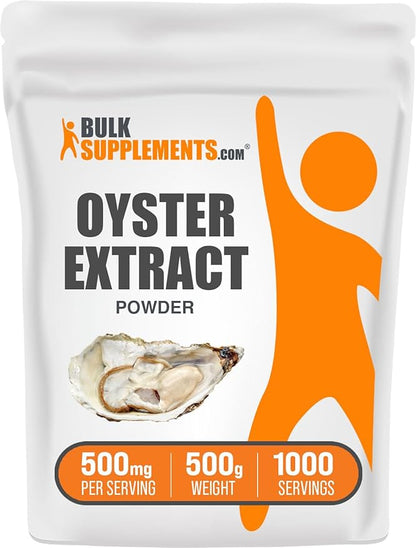 BulkSupplements.com Oyster Extract Powder - Oyster Supplement, from Whole Oyster Shells, Oyster Powder - Gluten Free, 500mg per Serving, 500g (1.1 lbs) (Pack of 1)