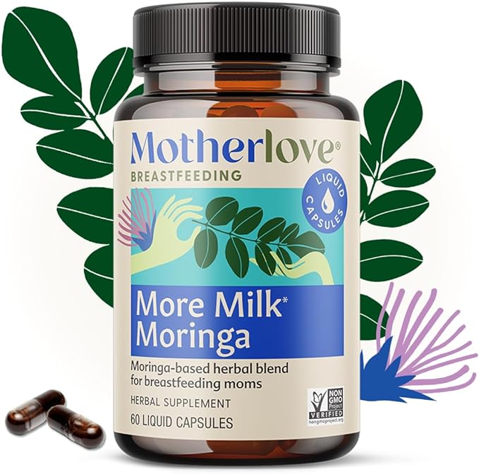 Motherlove More Milk Moringa (60 Liquid caps) Moringa-Based Lactation Supplement to Support Breast Milk Supply—Non-GMO, Organic Herbs, Vegan, Kosher