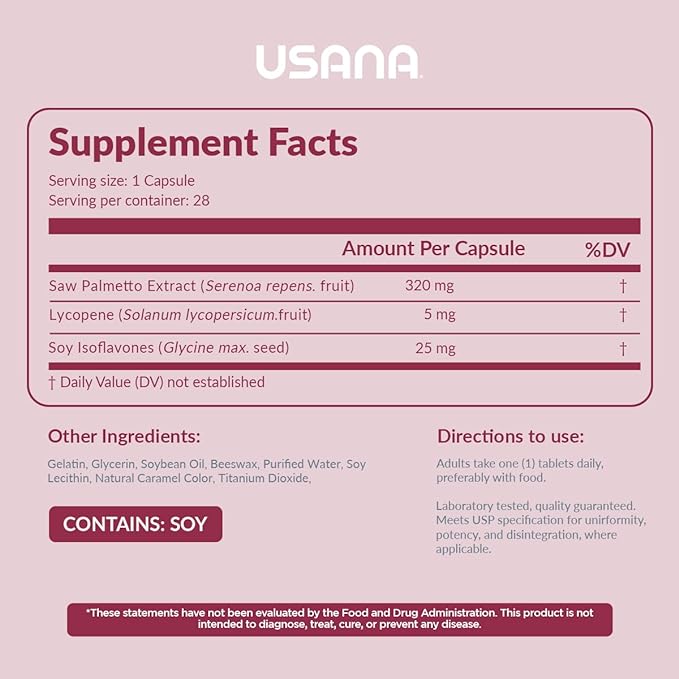 USANA Palmetto Plus Saw Palmetto Prostate Supplement for Men - (28 Capsules per Container) - Serving Size: 1 Capsule