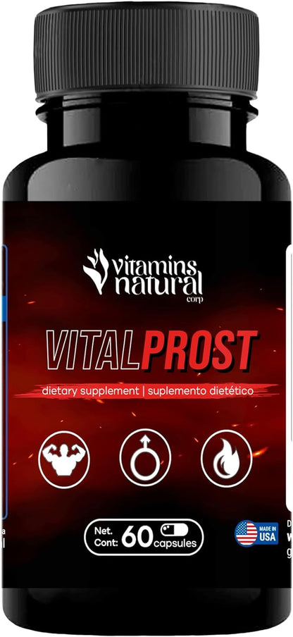 Vitamins Natural - Vital Prost - Saw Palmetto and Yohimbine for Prostate Health, Urinary Support, Energy Boost, Balance Hormone Levels - Natural Dietary Supplement for Men (60 Capsules)