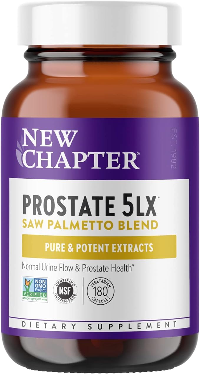 New Chapter Prostate Supplement - Prostate 5LX™ with Clinical Strength Saw Palmetto + Fermented Selenium for Prostate Health - 180 ct Vegetarian Capsule