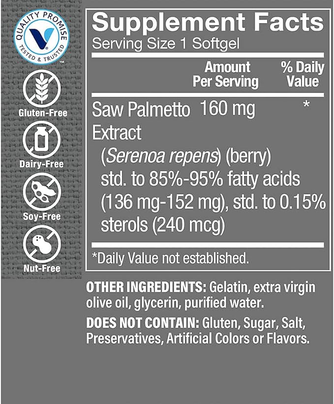 The Vitamin Shoppe Saw Palmetto Extract 160mg, Supplement for Prostate Health - Easy to Swallow Softgels (300 Softgels)