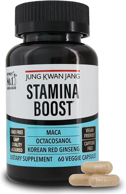 JungKwanJang Men's Stamina Boost with Korean Red Ginseng, Maca, and Octacosanol, 60 Capsules