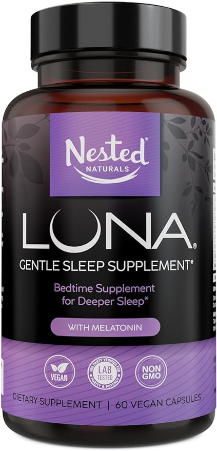 Luna Sleep Aid | Non-Habit Forming Natural Sleep Aid with Valerian Root, Melatonin, Chamomile, Lemon Balm, and More | Sleeping Pills for Adults with Naturally Sourced Ingredients - 60 Vegan Capsules