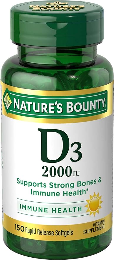 Nature's Bounty Vitamin D, Supports Immune Health & Bone Health, 2000IU Vitamin D3, 150 Softgels ,150 Count (Pack of 1)