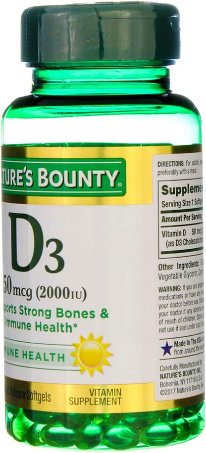 Nature's Bounty Vitamin D3 2000 IU Softgels 150 ea