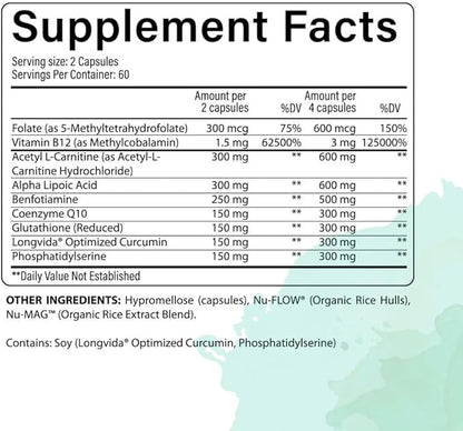 Premium Nerve Support - Nerve Supplement with Coenzyme Q10, Vitamin B Complex, Alpha Lipoic Acid 300mg - 120 Capsules