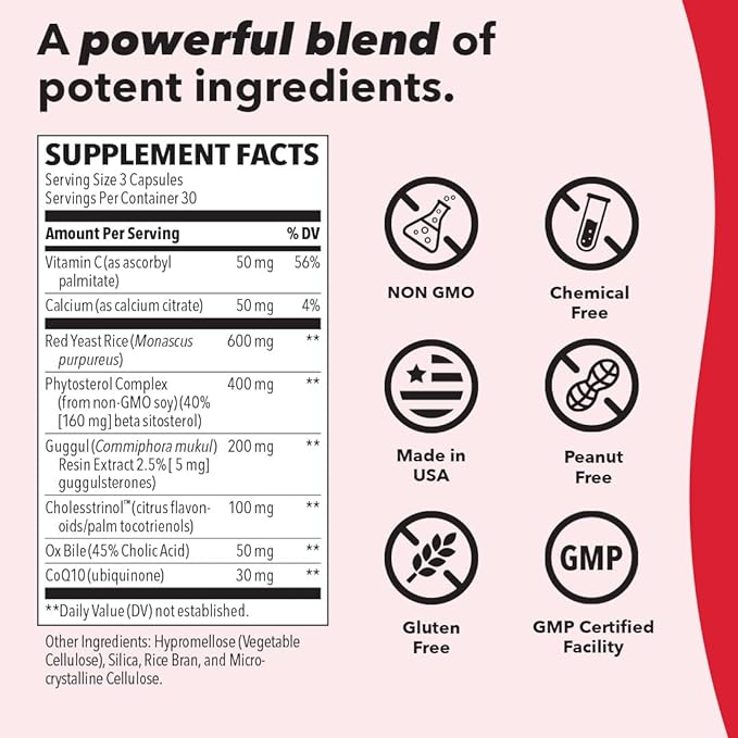 Life Seasons - Choles-T - Cholesterol Support Supplement - Promotes Healthy Heart & Liver Function - Maintains Normal Levels - Red Yeast Rice, CoQ10, Guggul & Phytosterols - 90 Capsules