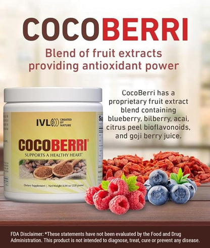 CocoBerri - Mixed of Alkalized Cocoa Powder and Resveratrol-Rich Berries - Supports a Healthy Heart, Reduce Oxidative Stress, Antioxidants (30 Servings)