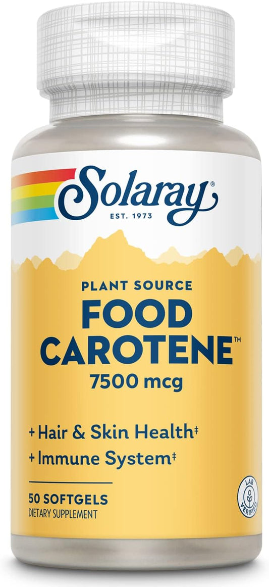 SOLARAY Food Carotene, Vitamin A as Beta Carotene 25000IU | Carotenoids for Healthy Skin & Eyes, Antioxidant Activity & Immune System Support | 50ct