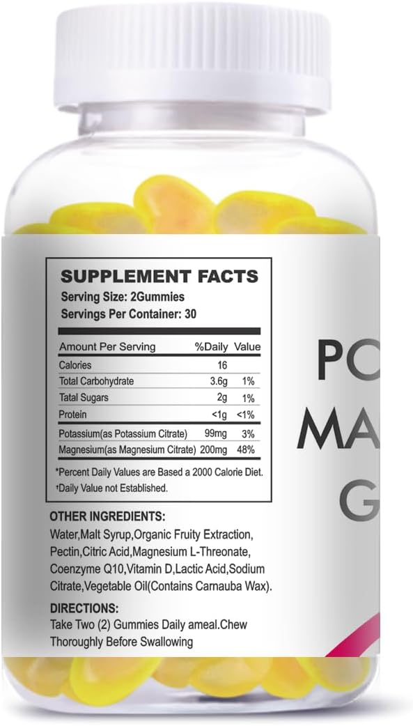 (2Pack) Potassium Magnesium Gummies for Adults Kids,Sugar-Free,Potassium,Citrate with High Absorption Magnesium Glycinate Supplements for Leg Cramps & Muscle,Heart Health.