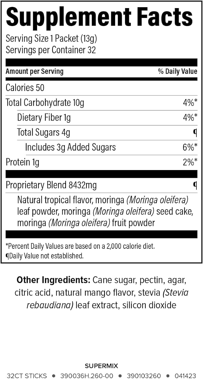 Isagenix SuperMix - Premium Moringa Superfood Powder with Phytonutrients - Convenient Individual Serving Packets - 32 Servings - Tropical Fruit Flavor