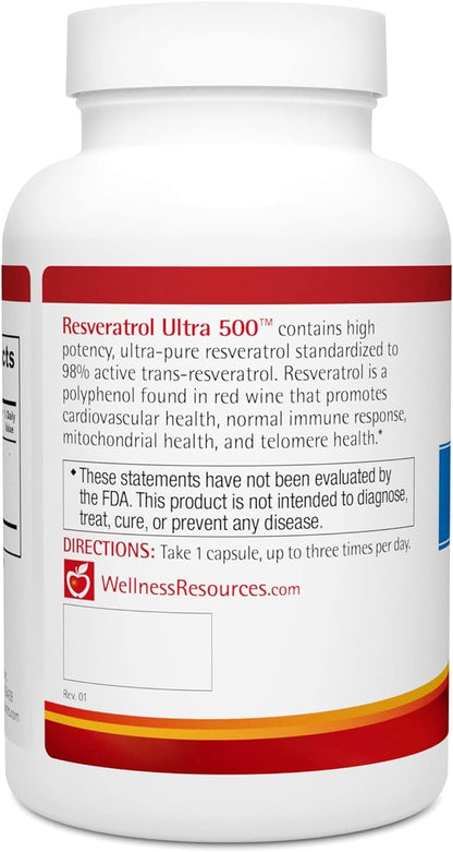 Wellness Resources Resveratrol Ultra 500mg of Actual Trans Resveratrol Per Capsule (90 Capsules)