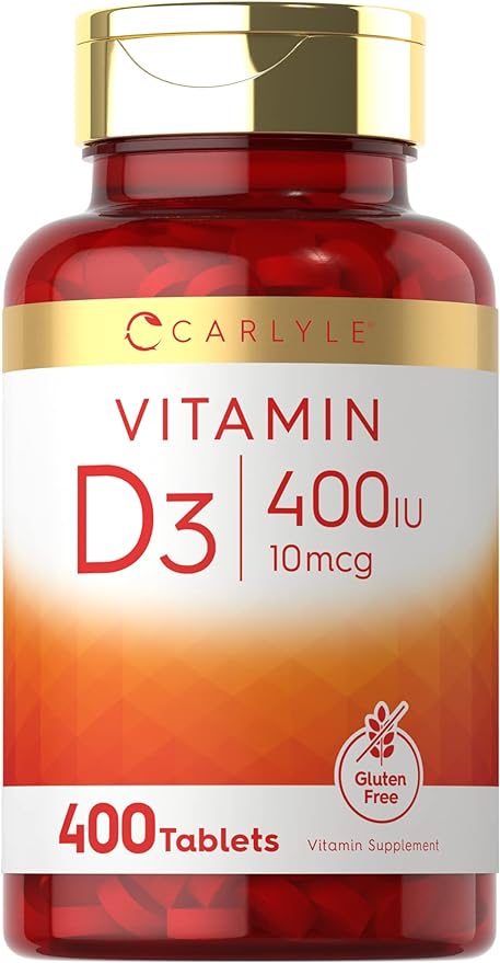 Carlyle Vitamin D3 | 400iu (10mcg) | 400 Tablets | Value Size | Vegetarian, Non-GMO, and Gluten Free Formula | Vitamin D Supplement